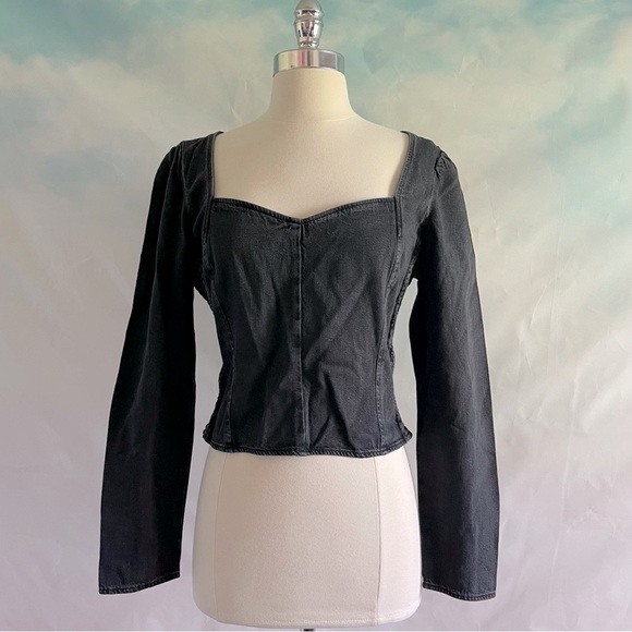 Levi’s Ophelia Denim Corset Blouse Womens XL - Picture 1 of 4